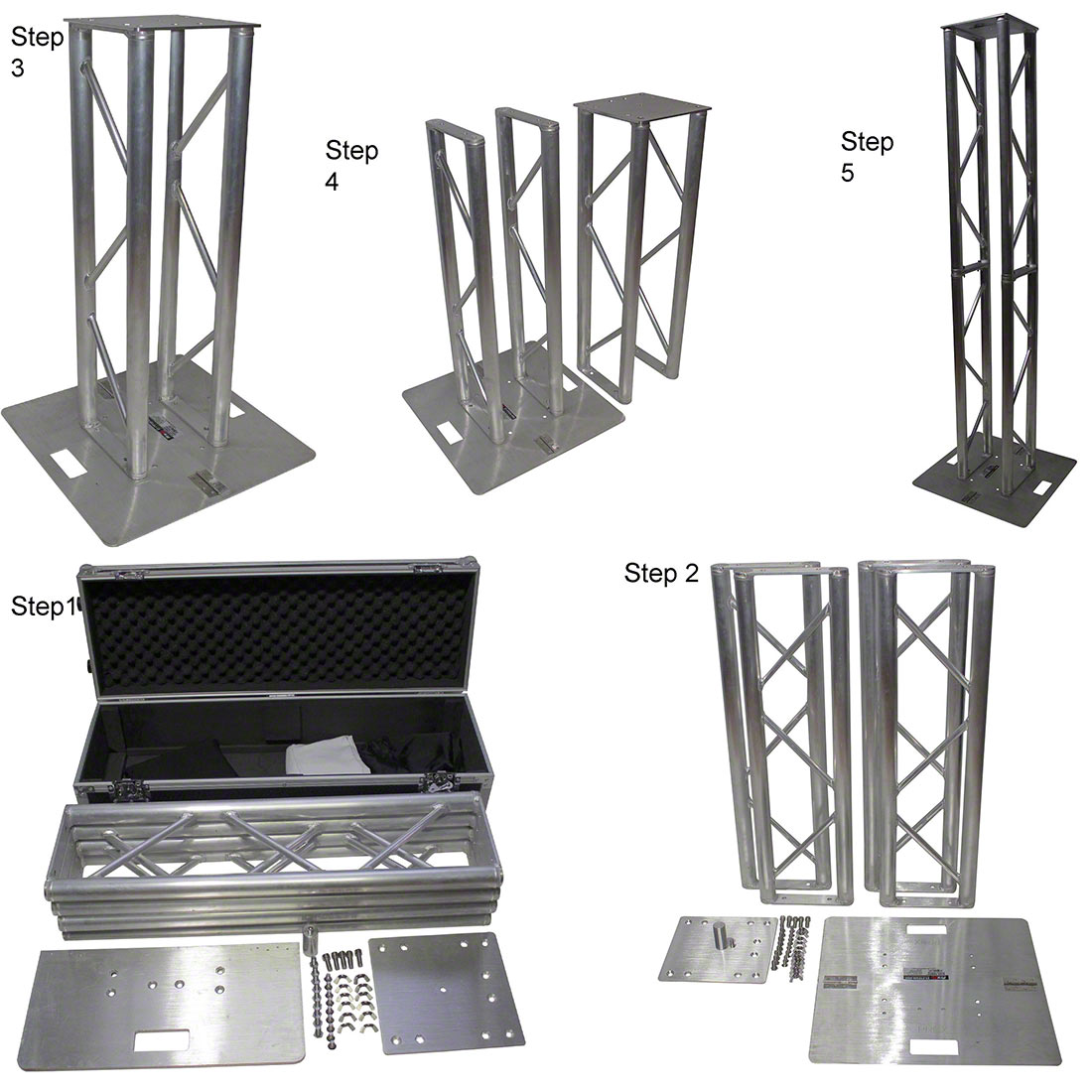 ProX Flex Tower Totem Package w/ATA Flight Case, Adjustable 3.3'H - 6.6'H